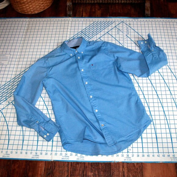 Tommy Hilfiger Blue Cotton Button-Down Shirt, Medium - Picture 4 of 7